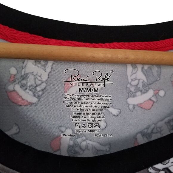 Rene Rofe Holiday Puppy Pajama Black Red Gray Size Medium Super Soft NWOT 8 0305 - Picture 4 of 7